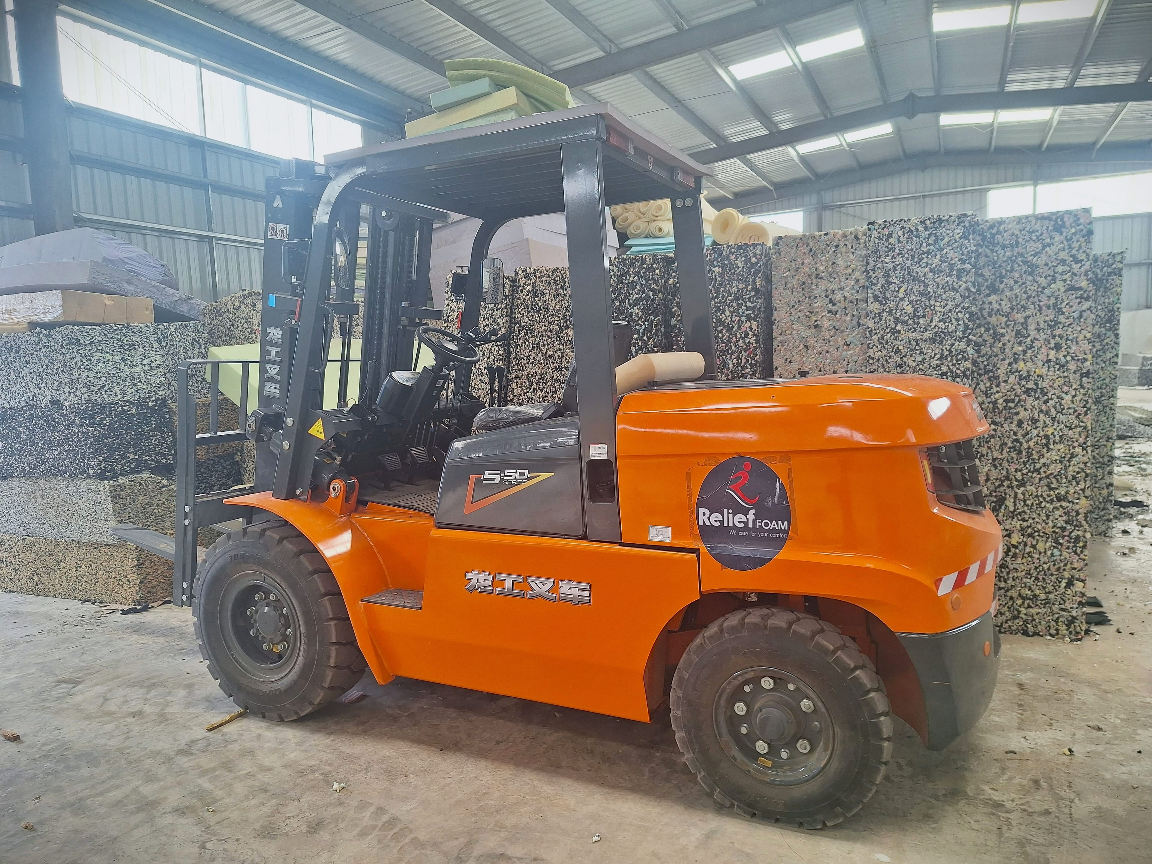 Material handling forklift at the production site.